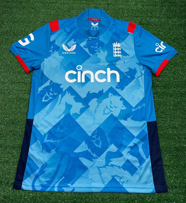 England Castore Cricket 2024 Blau One Day T-Shirt | Herren Erwachsene Medium Trikot Top