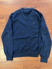 TOMMY HILFIGER Men V-Neck Blue Jumper Pullover Sweater Size M