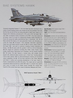Hawk BAE Systems Jet Plane Picture Original Aircraft Article Vtg Details Sheet 