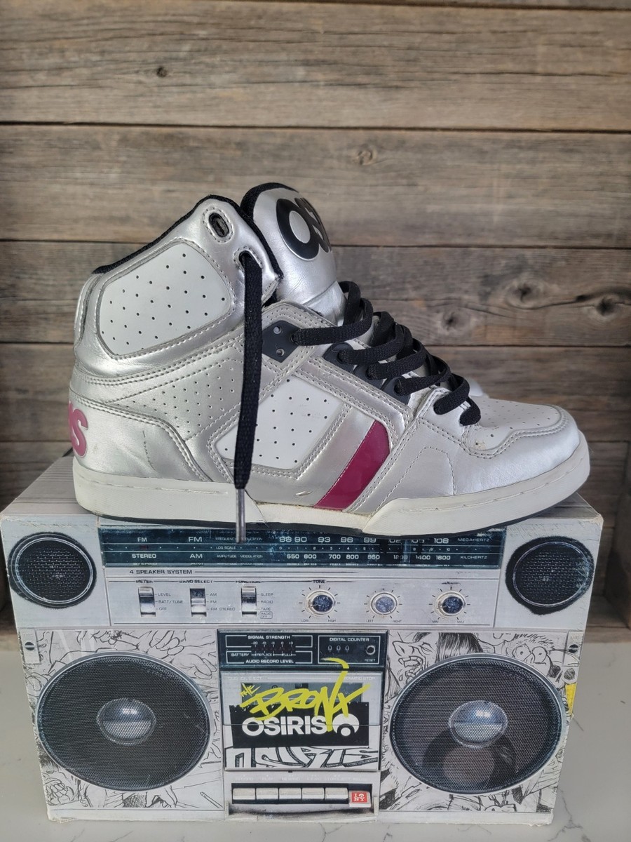 Osiris South Bronx skate shoes Sz 9 in a Red/Cyan/White Vtg Y2k