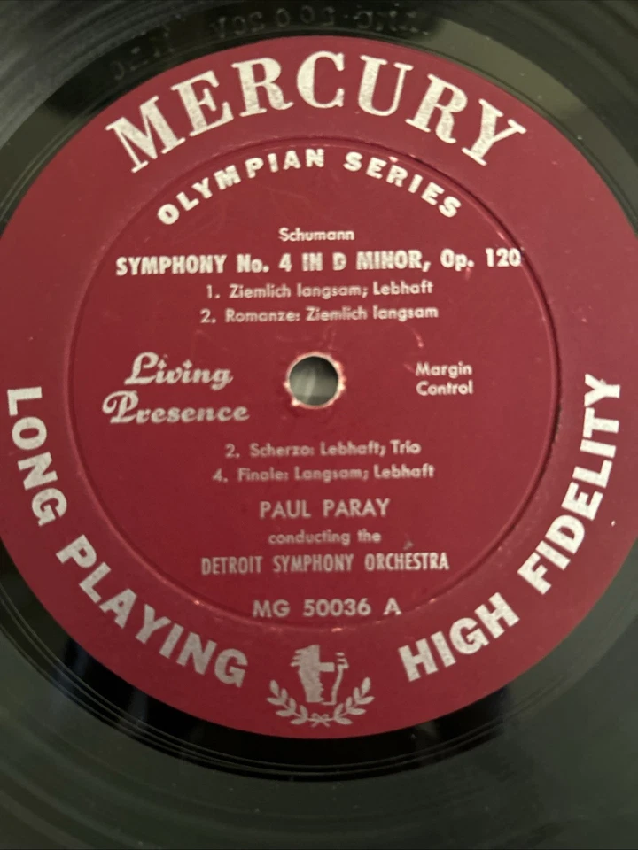 MERCURY OLYMPIAN Schumann SYMPHONY #4 Liszt LES PRELUDES Paray MG-50036 - Image 3 of 4