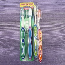 4 LOT GUM Tooth  Tongue Cleaner All-In-One 394 Toothbrush Soft Full Size Head