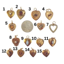 Rare Find! Antique Edwardian Heart Charms Rolled Gold Brass Circa 1910 