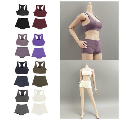1/6 Scale Female Clothes Stylish Sports Vest and Shorts Action Figures Clothes