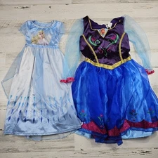 Disney Princess Dress Lot of 2 Girls 4T Frozen Elsa Blue Purple Pretend Dress-Up