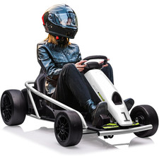 24V Kids Drift Kart, Dual 300W Motors, Slow Start, 180Lbs Load, Horn  Music