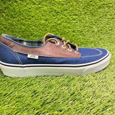 Vans Brigata Mens Size 10 Blue Brown White Athletic Skateboard Shoes Sneakers