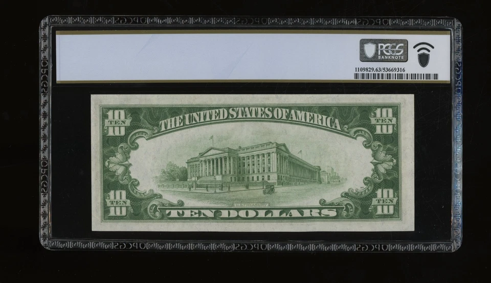 DBR 1928-B $10 DGS FRN Chicago Fr. 2002-Gdgs PCGS-B 63 PPQ Serial G26864209A - Image 2 of 2