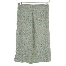 Brandy Melville Phoebe Midi Skirt Ditsy Floral Thigh Slit Teal Mint Green XS