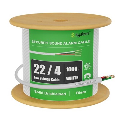 Syston 22/4 Security Burglar Alarm Wire Control Cable Solid Copper CMR Unshield