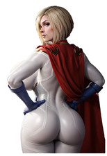 2048 Powergirl Sticker, Made In USA, Laminated, Sexy, Waifu, Busty, Curvy