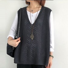 Lady Knitted Vest Waistcoat Sweater Jumper Cardigan Tank Top V Neck Casual