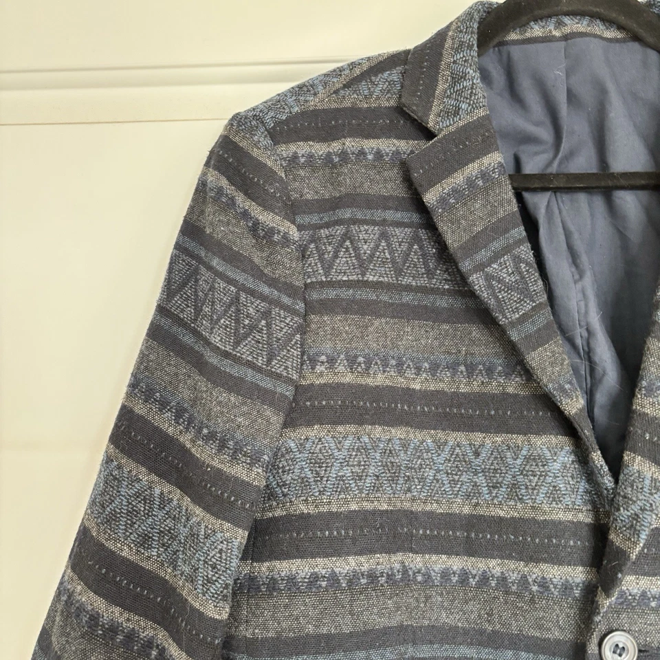 Jaqueta Topman Asteca Sudoeste Esportiva Blazer Masculina Tamanho 40 Azul Mistura de Lã - Imagem 2 de 4