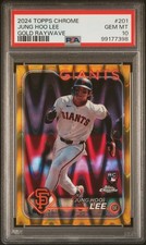 2024 Topps Chrome Jung Hoo Lee #201 Gold Raywave Refractor #/50 RC Rookie PSA 10