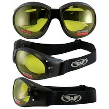 Global Vision Eliminator Motorcycle Goggles Yellow Shatterproof Anti-Fog Lenses