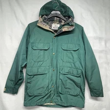 VTG Woolrich Jacket Mens Medium Green Mountain Parka Wool Lined Hooded Made USA