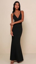 Lulus Allure Black Strappy Backless Mermaid Maxi Dress XXS