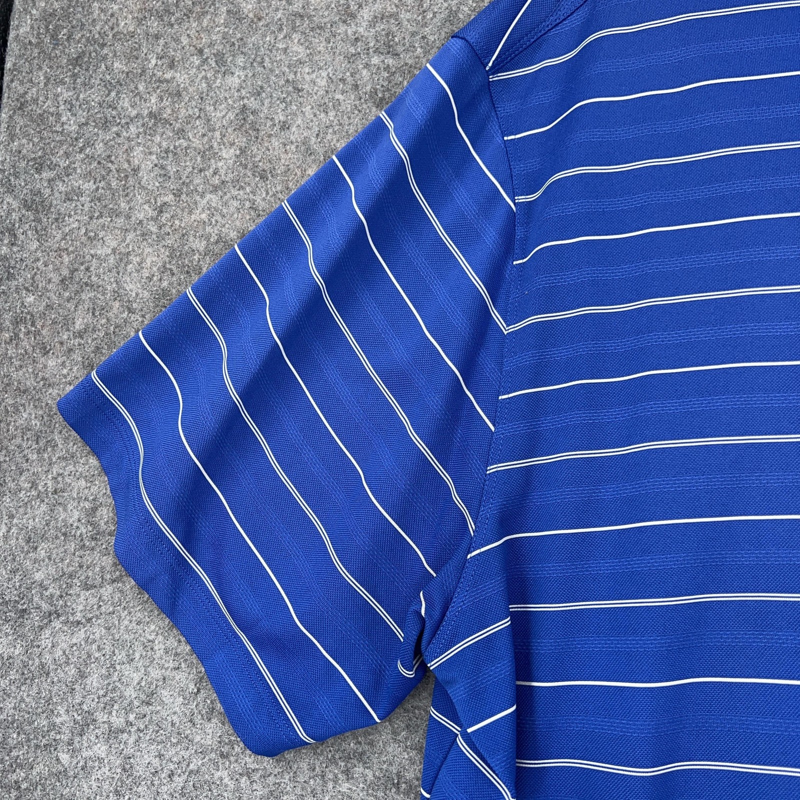 Nike Golf Polo Shirt Mens 2XL Blue Stripe Performance Golf Moisture Wicking thumbnail 4