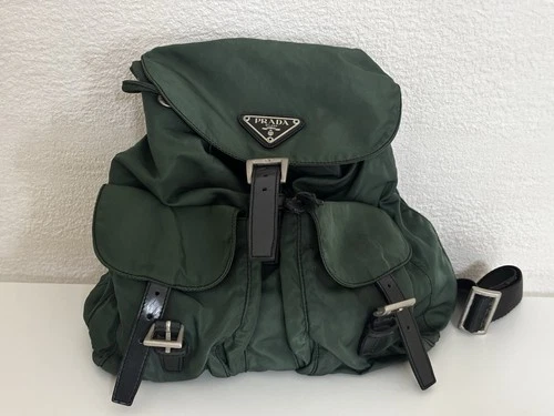 Vintage Prada Nylon Backpack Dark Green Mini Backpack Authentic Italy Authentic