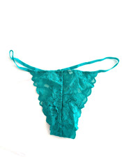 Victoria's Secret PINK Floral Lace V-String Panty Teal