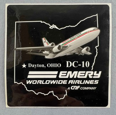 Emery Worldwide Airlines Aufkleber Douglas DC-10 Dayton Ohio Label Vintage