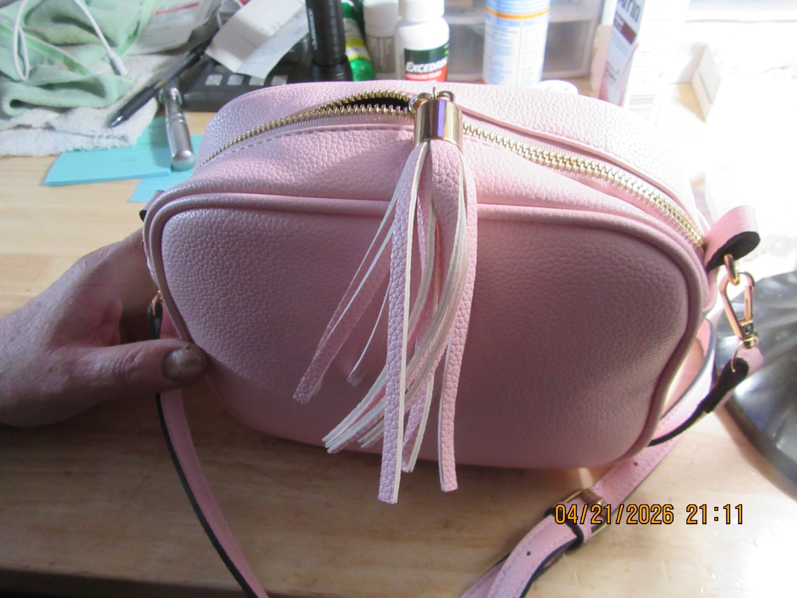 Auth GUCCI Soho Disco Tassel Small Shoulder Bag Crossbody Pink Leather image 6