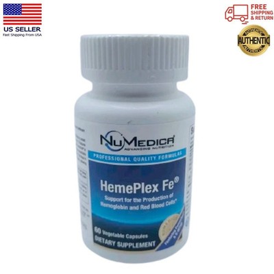 NuMedica HemePlex Fe 29 mg Gentle Iron + B Vitamins 60 Veg Caps Each Exp 09/2026
