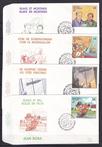 [LG79144] Belgium N°2428/2431FDC Comics First Day Cover COB € 20,00 SUPERB