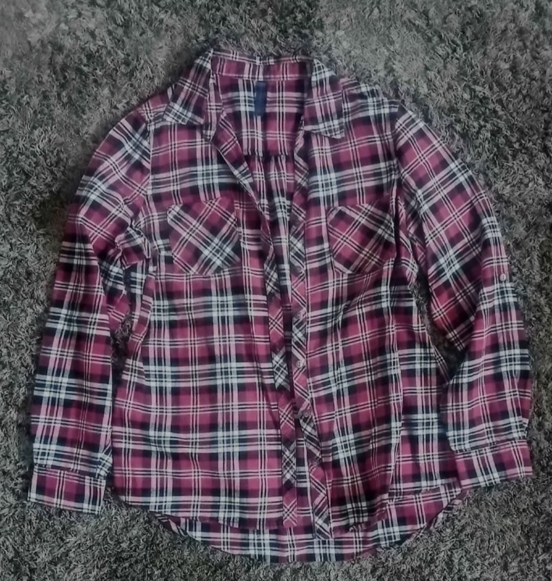 Falls Creek Womens Flannel Size Large Red Black Plaid