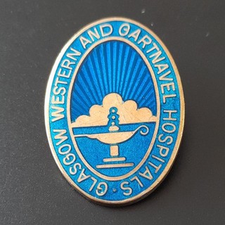 Vintage GLASGOW WESTERN & GARTNAVEL HOSPITALS Hallmarked Silver &Enamel Badge 94