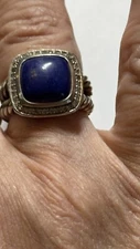 David Yurman 11mm Blue Lapis & Diamonds Albion Sterling Silver Size 6