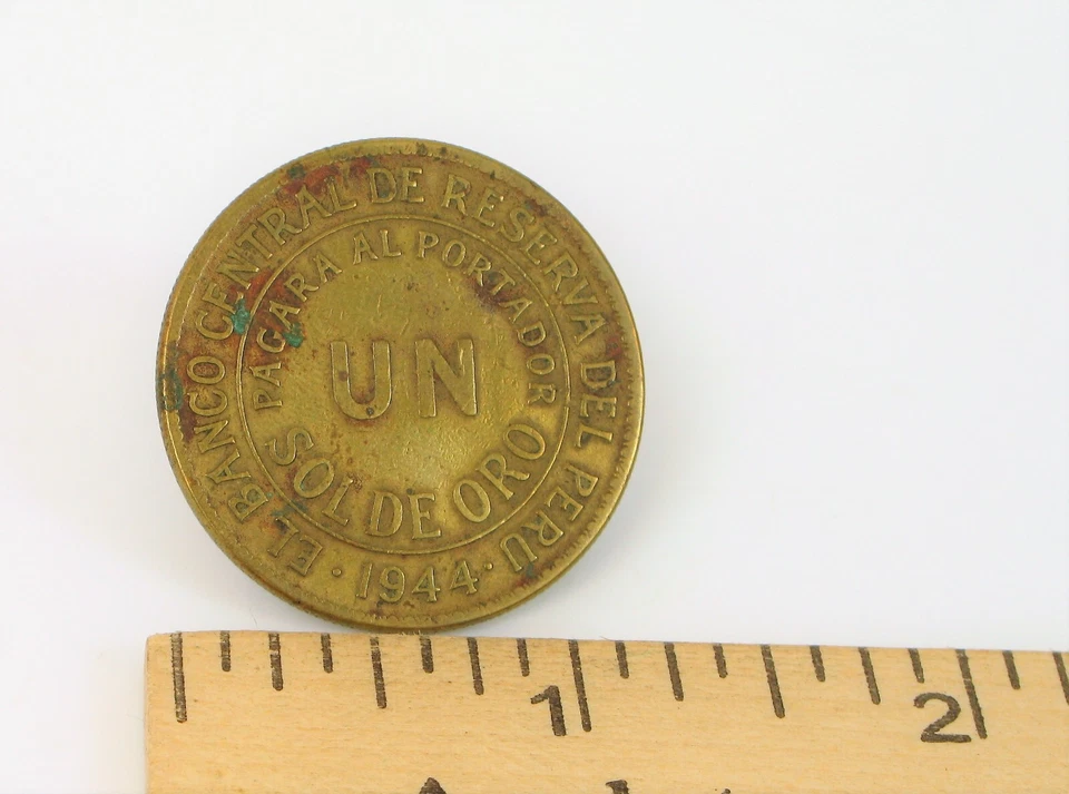 MONEDA DE COLECCIÓN ESCUDO DE ARMAS DEL PERÚ UN SOL DE ORO 1944 BANCO CENTRAL AMÉRICA DEL SUR! Foto 2 de 2