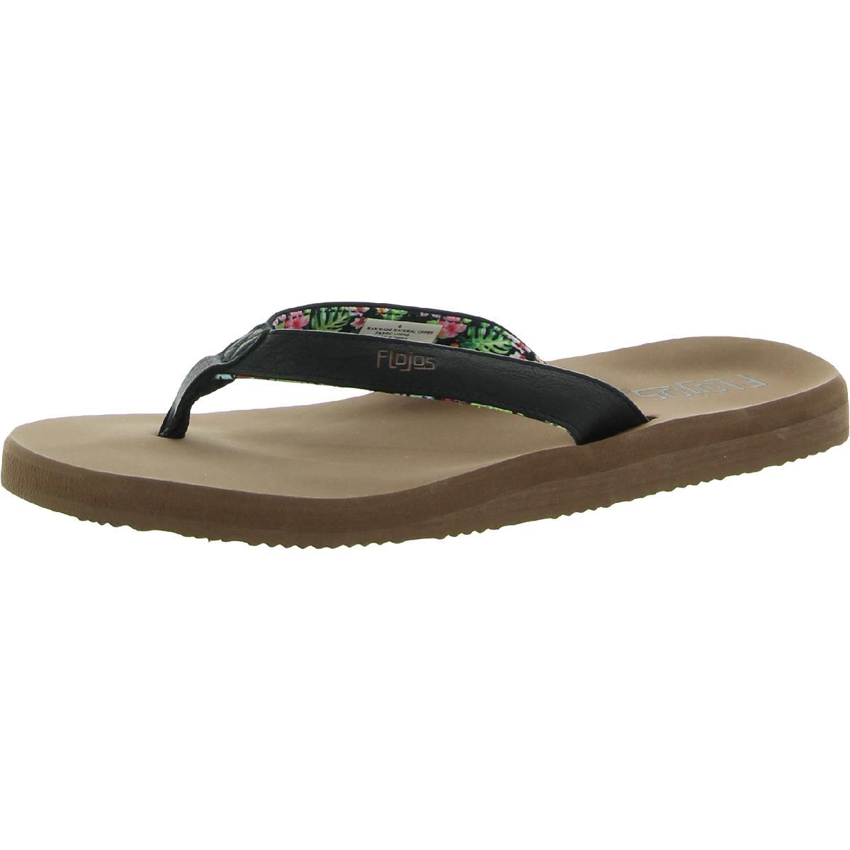 Женские черные шлепанцы-стринги Flojos из искусственной кожи 6, средний (B,M) BHFO 3372