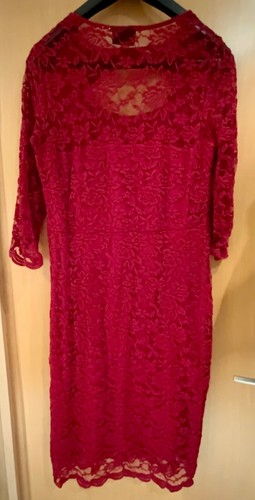 Spitzen Abendkleid Stretch Bügelfrei Gr. 42 weinrot - Bild 2 von 3