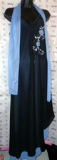$149 set East West Blue Scarf & embroidered Large gown Dress strap lined