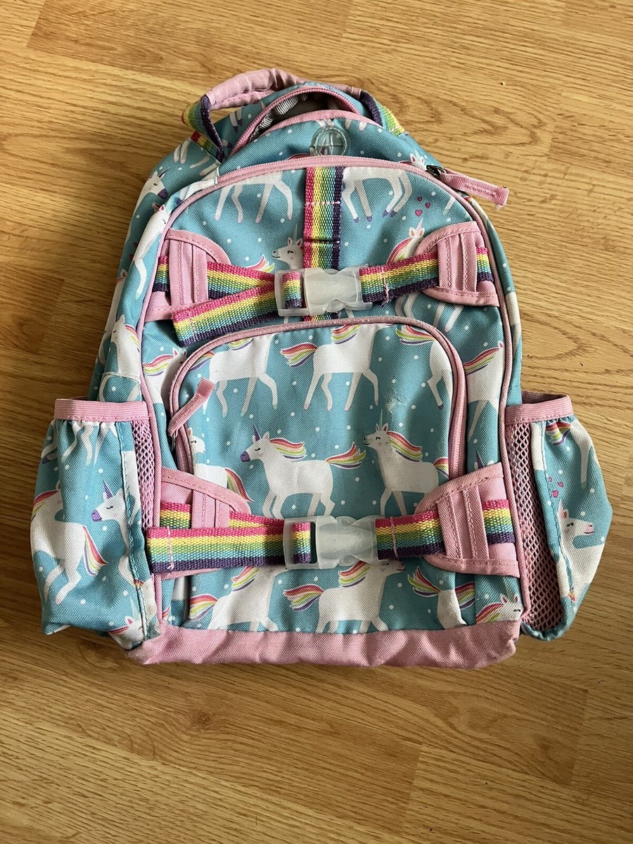 Pottery Barn Kids Aqua Pink Unicorn Mackenzie Backpack Good  display picture 2