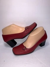 EASY SPIRIT SZ 6 1/2 M LEATHER SQUARE TOE WOMEN PUMPS WB-1