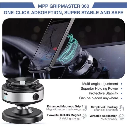 Aspirateur Électrique Rotation 360° Ventouse Magnétique Support Téléphone Voiture Support - Photo 6 sur 16