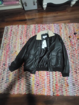 Calvin Klein Faux Leather Bomber Jacket Men's Size L Black