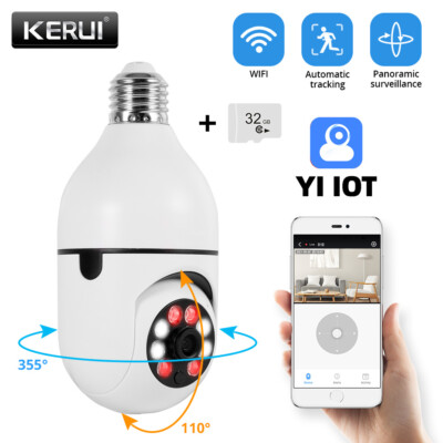 Wireless Light Bulb Camera WiFi Security Home CCTV YI IOT APP Monitor w/32G Card