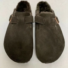 Birkenstock New with Box Boston Shearling Mocha Suede Leather Regular SelectSize