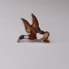 Vintage Enamel Pin Flying Mallard Duck Novelty Pin Made In Taiwan