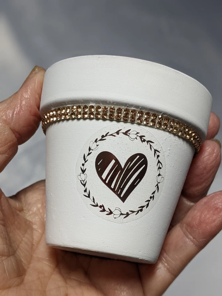 White terracotta pot 2.5" Wedding or party favors, plain white or decorated. - Image 2 of 4