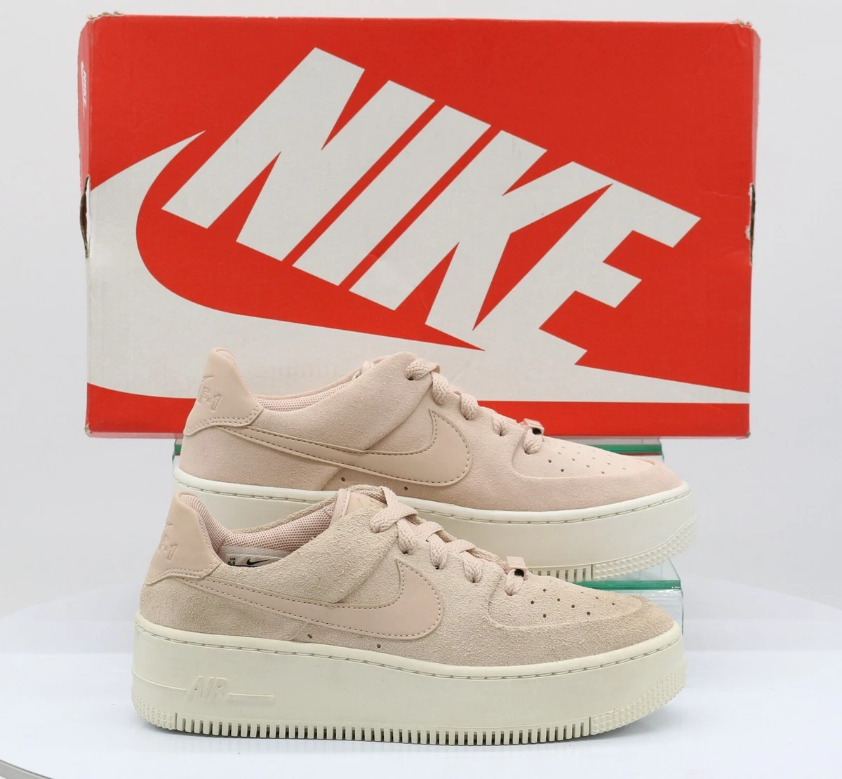 NIKE AIR FORCE 1 SAGE LOW WOMENS TRAINERS BEIGE LEATHER SUEDE £115 GR | eBay