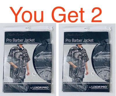 Lot of 2 - New ''Master Barber'' Pro Barber Jacket By Luxor PRO - XL BLK/White