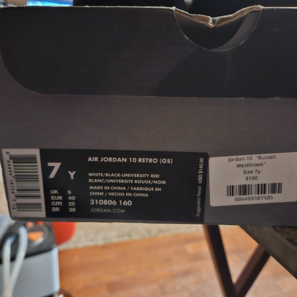 Air Jordan 10 Westbrook Class of 2006 GS Pre Owned Size 7Y With