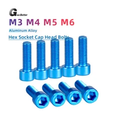 M3/4/5/6 Aluminium Socket Cap Screws Allen Key Bolt Hex Head Anodised Royal Blue