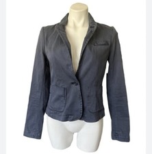 Anthropologie Cartonnier Blue Cotton Navy Sz Medium Blazer