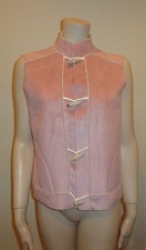 Rebecca Thomas Womens Fully Lined Faux Suede Pink Vest Size Small Nwt