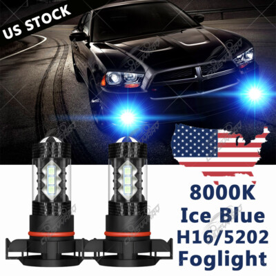 For DODGE Charger 2010-2014 LED Bulb Kit 5202 8000K Ice Blue Fog Lights Bulbs
